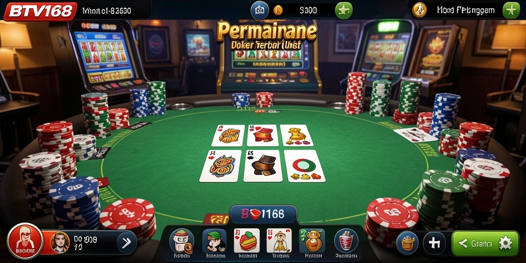 Screenshot gameplay BTV168 yang menunjukkan suasana meja Poker.