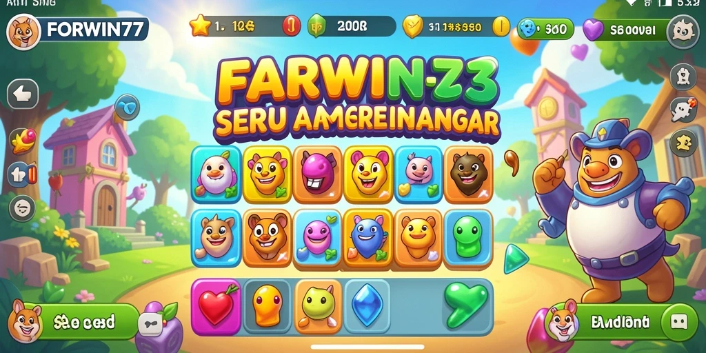 Screenshot utama FORWIN77 menampilkan gameplay Match-3 yang menarik.