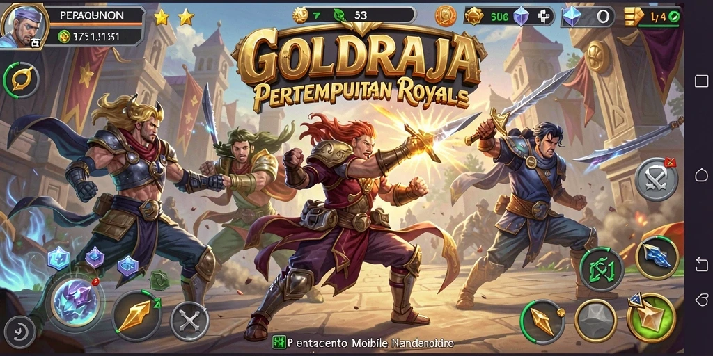 Screenshot gameplay GOLDRAJA dengan aksi pertarungan Battle Royale yang mendebarkan.