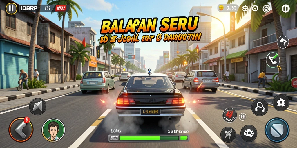 Tampilan gameplay balapan seru di IDRRP dengan berbagai trek menantang.