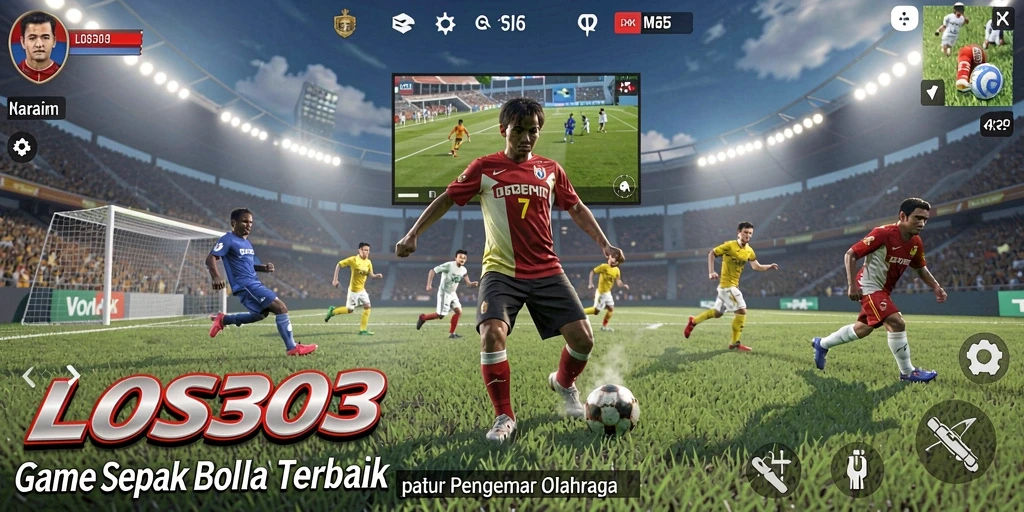 Tangkapan layar gameplay LOS303 menampilkan aksi penuh di lapangan sepak bola.