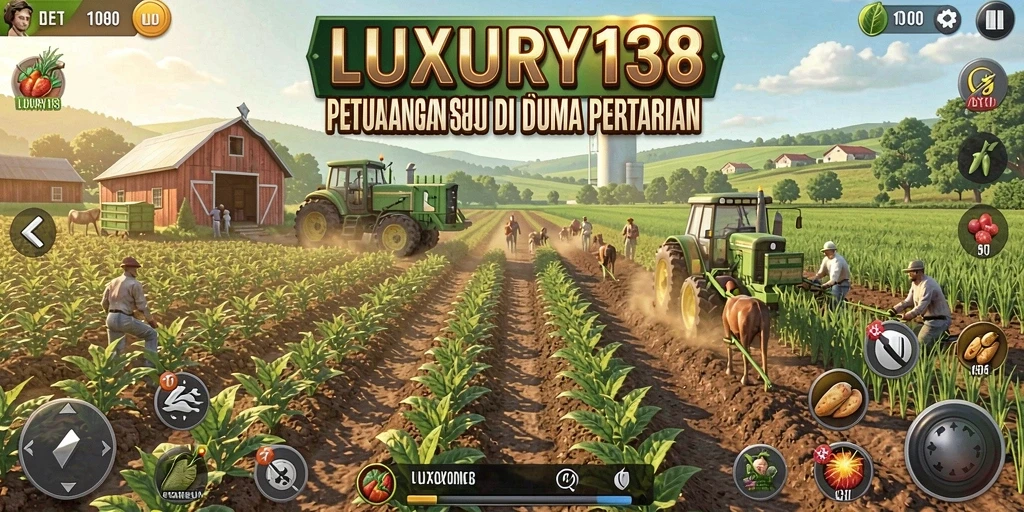 Tampilan menarik dari gameplay LUXURY138 yang menggambarkan aktivitas bertani.