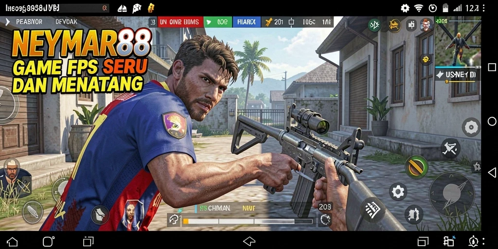 Tampilan gameplay NEYMAR88 yang intens dalam aksi tembak-menembak.