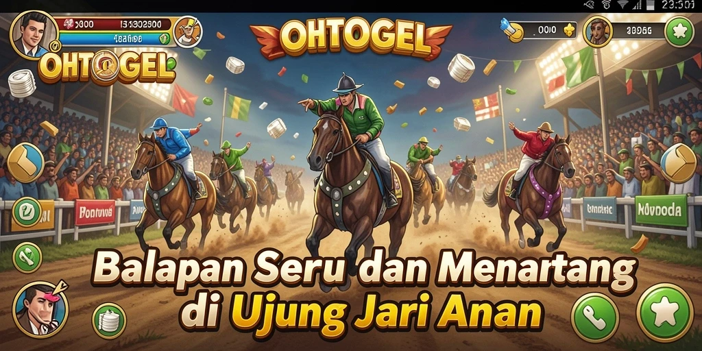 Screenshot gameplay OHTOGEL dengan balapan yang mendebarkan.