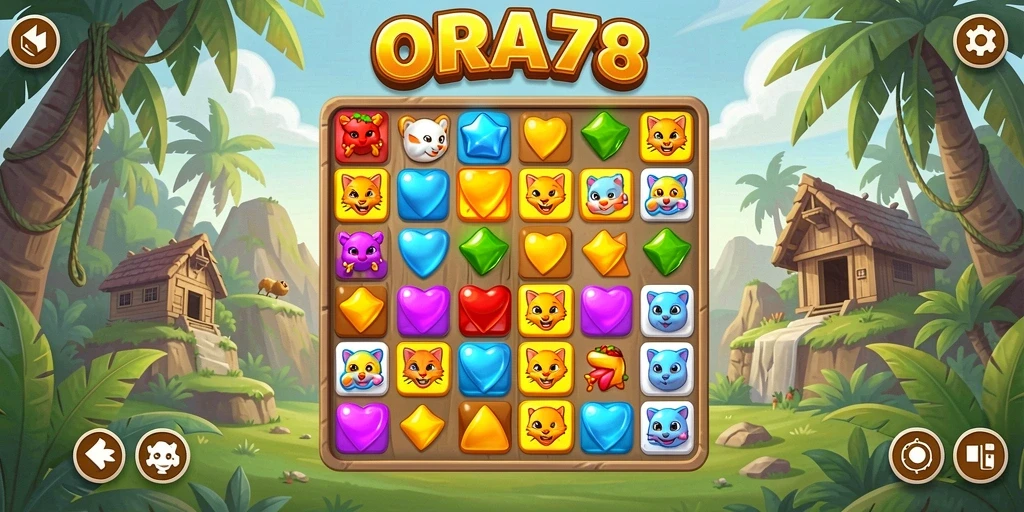 Tampilan gameplay ORA78 yang penuh warna dan seru.