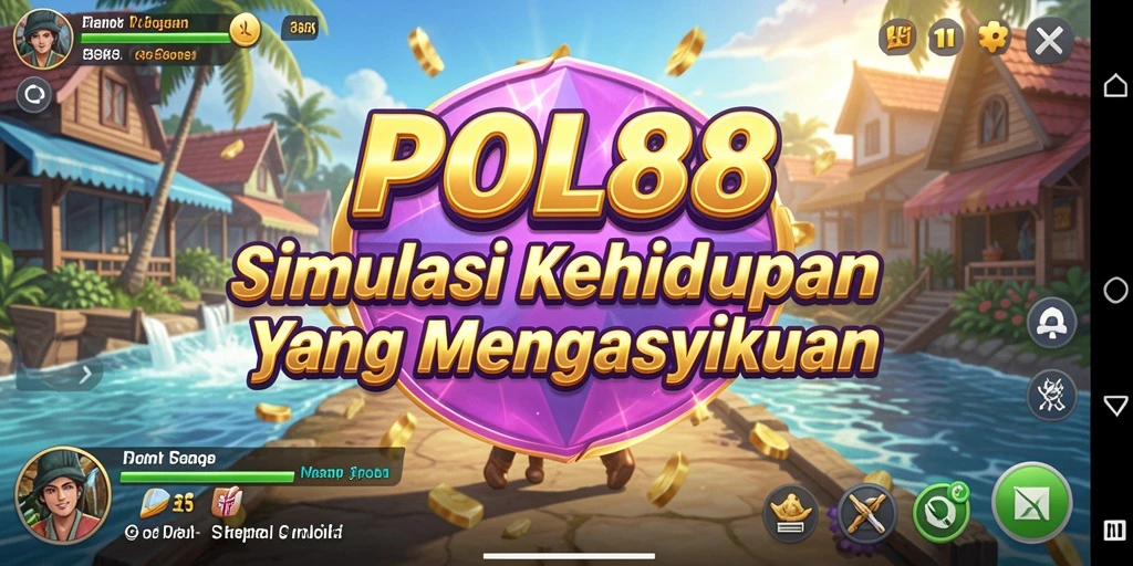 Tampilan utama gameplay <strong>POL88</strong> dengan karakter sedang berinteraksi dalam simulasi kehidupan.