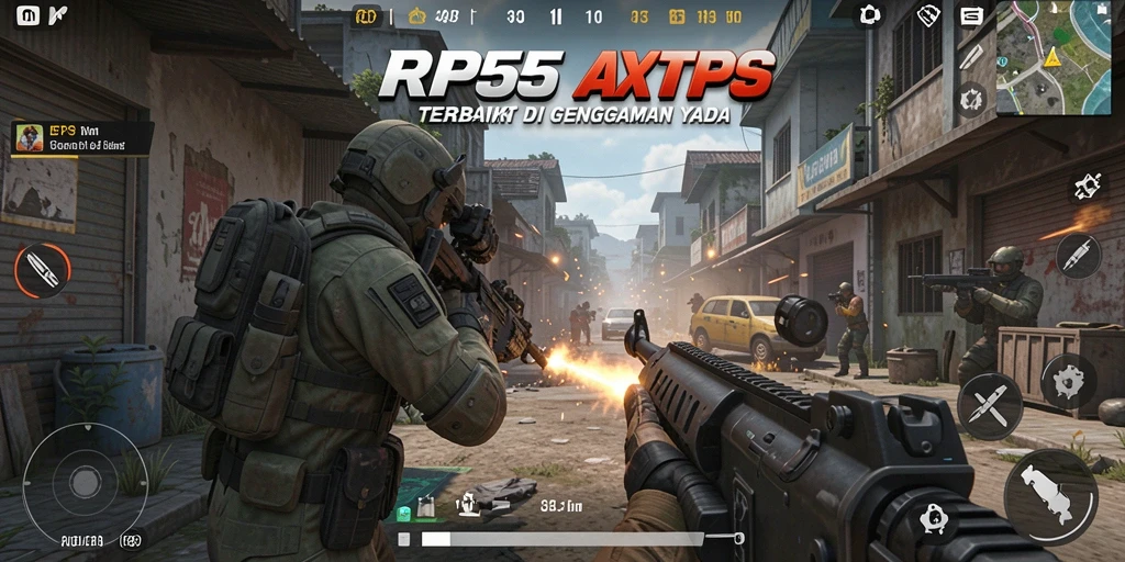 Tampilan gameplay mendebarkan dari RP55 dalam aksi TPS.