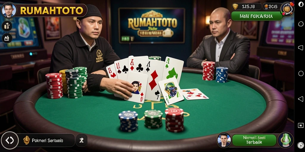 Tampilan antarmuka RUMAHTOTO yang menarik saat bermain poker.