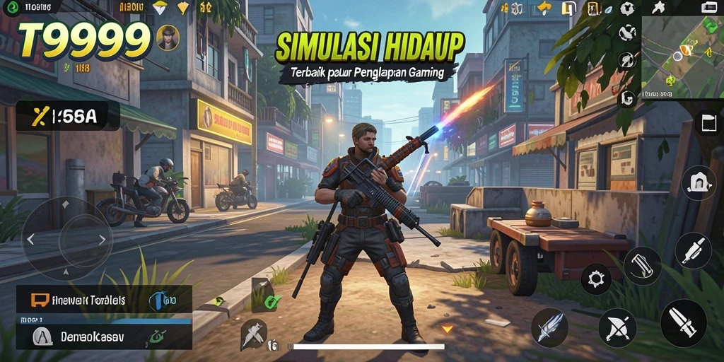 Screenshot utama T9999 menampilkan pengalaman gameplay simulasi yang mendalam.