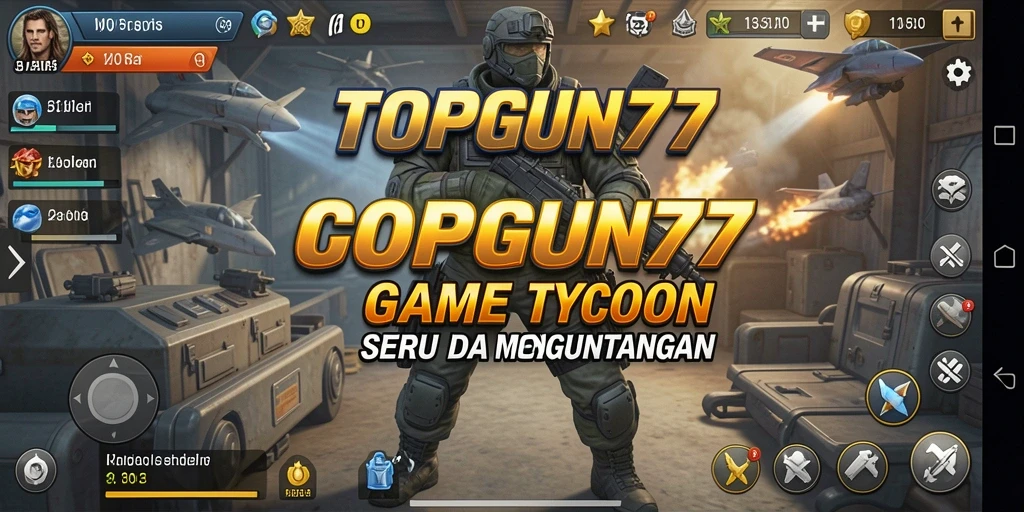 Tampilan gameplay menarik dari TOPGUN77 dengan elemen Tycoon yang seru.