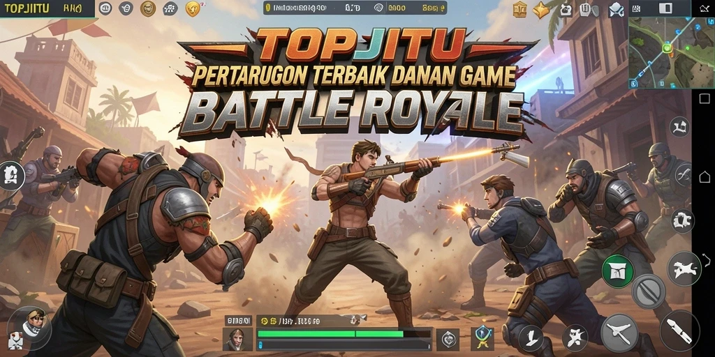 Screenshot gameplay seru dalam pertarungan Battle Royale di TOPJITU.